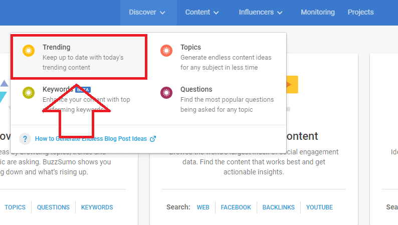 點(diǎn)擊“Discover”下面的“Trending”