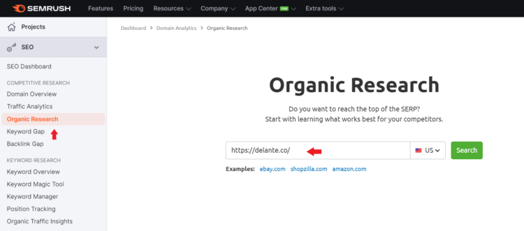 檢查 semrush 中的谷歌位置