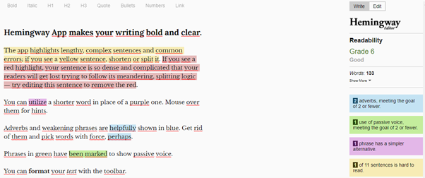 內(nèi)容營(yíng)銷最佳工具海明威應(yīng)用