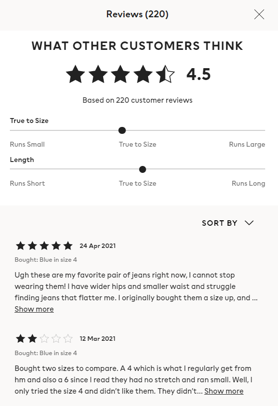 hm在線商店網(wǎng)站上的電子商務(wù)產(chǎn)品評論