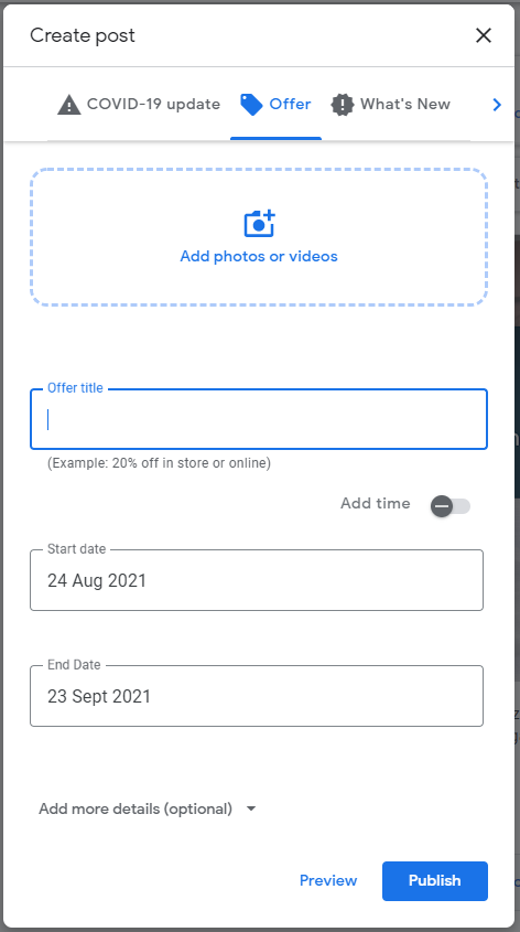 如何在 google my business 上添加帖子 - 提供帖子