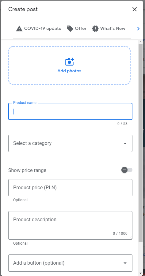 如何逐步添加谷歌我的商業(yè)產品帖子