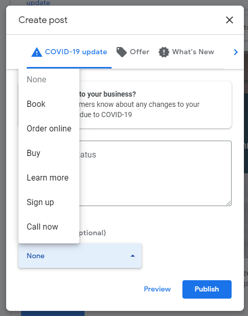 如何在 google my business 上添加帖子 - covid 更新