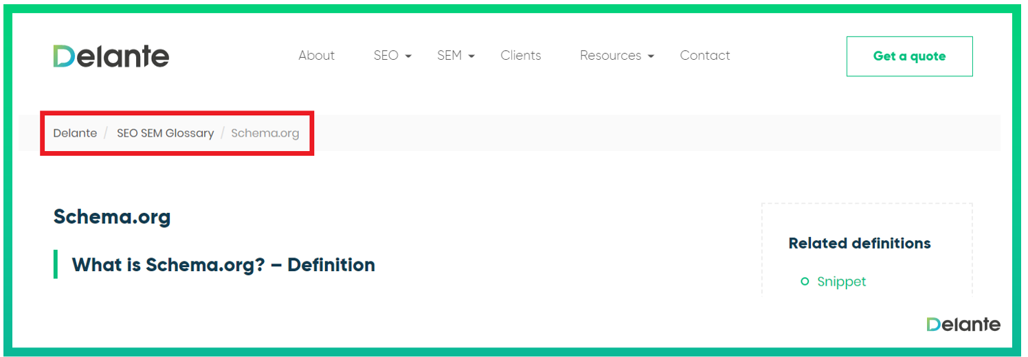 谷歌標(biāo)記模式面包屑