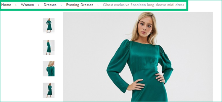 面包屑導(dǎo)航 - 電子商務(wù)的產(chǎn)品描述