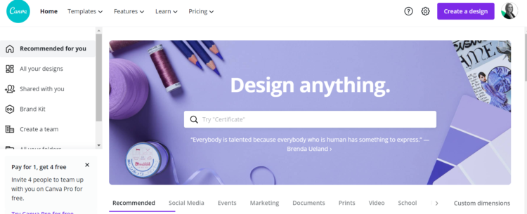 Canva - 用于內(nèi)容創(chuàng)建的工具