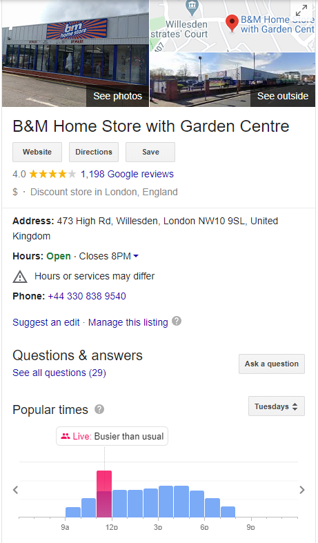 google my business profile for garden center 示例