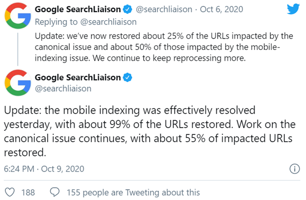 關(guān)于修復(fù)索引錯(cuò)誤的 Google 推文
