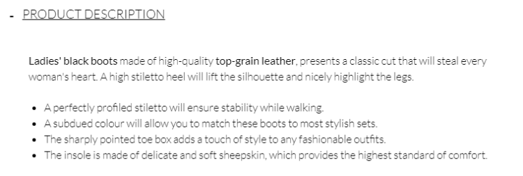 產(chǎn)品描述——如何獲得回頭客