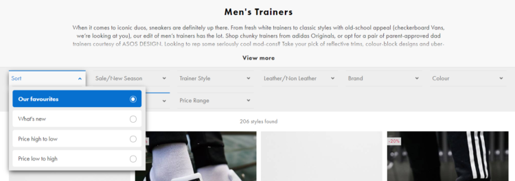 電子商務(wù)網(wǎng)站示例中的過(guò)濾器