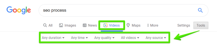 Google 中的搜索結(jié)果 - 工具