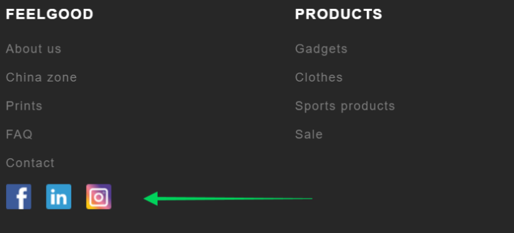 網(wǎng)站頁(yè)腳中的社交媒體按鈕