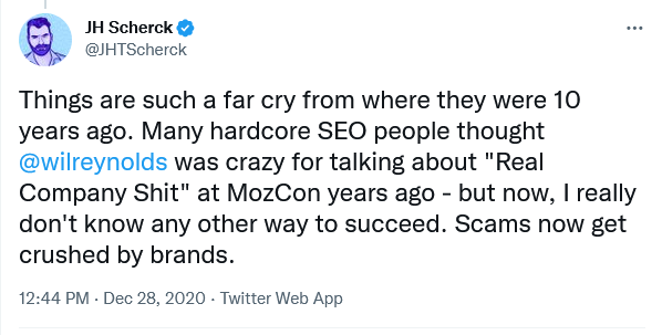 但在最初的目標之后，它幾乎變成了一場消耗戰(zhàn)——誰在鏈接建設上投入更多，誰就贏了，因為鏈接更重要，獲得鏈接是肯定的，這只是時間/預算的問題。 那些時光已逝。